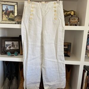 J. Crew White Linen Pants Sailor Style